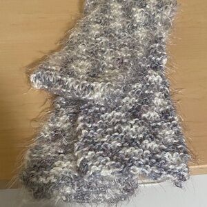 Hand Crafted Textured Scarf in Gray and Cream